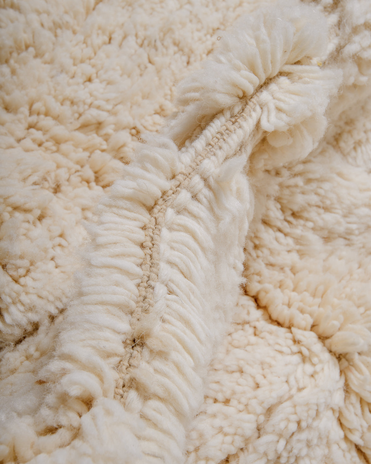 Detail of wool Berber rug showing density of pile.